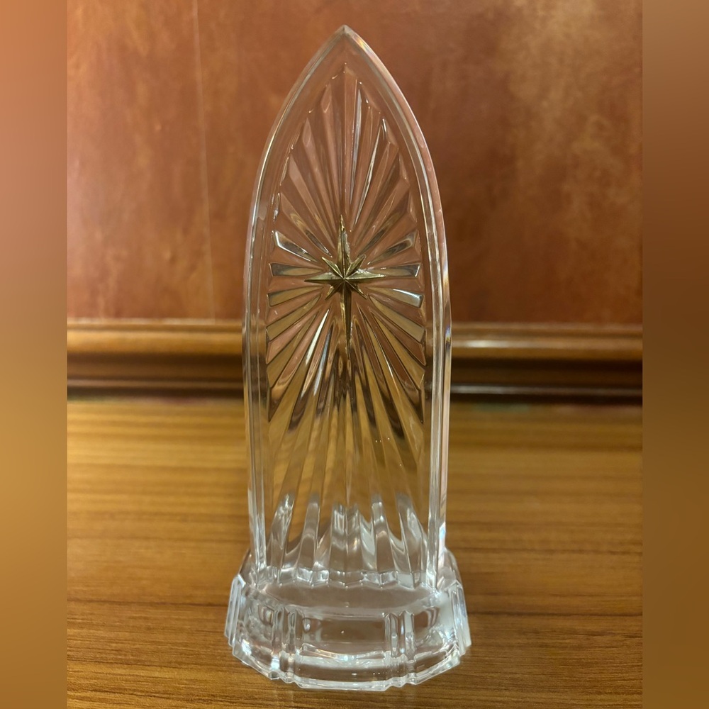 Towle 24% Lead Crystal Tea Light Candle Holder Cross on Glass Czech Republic